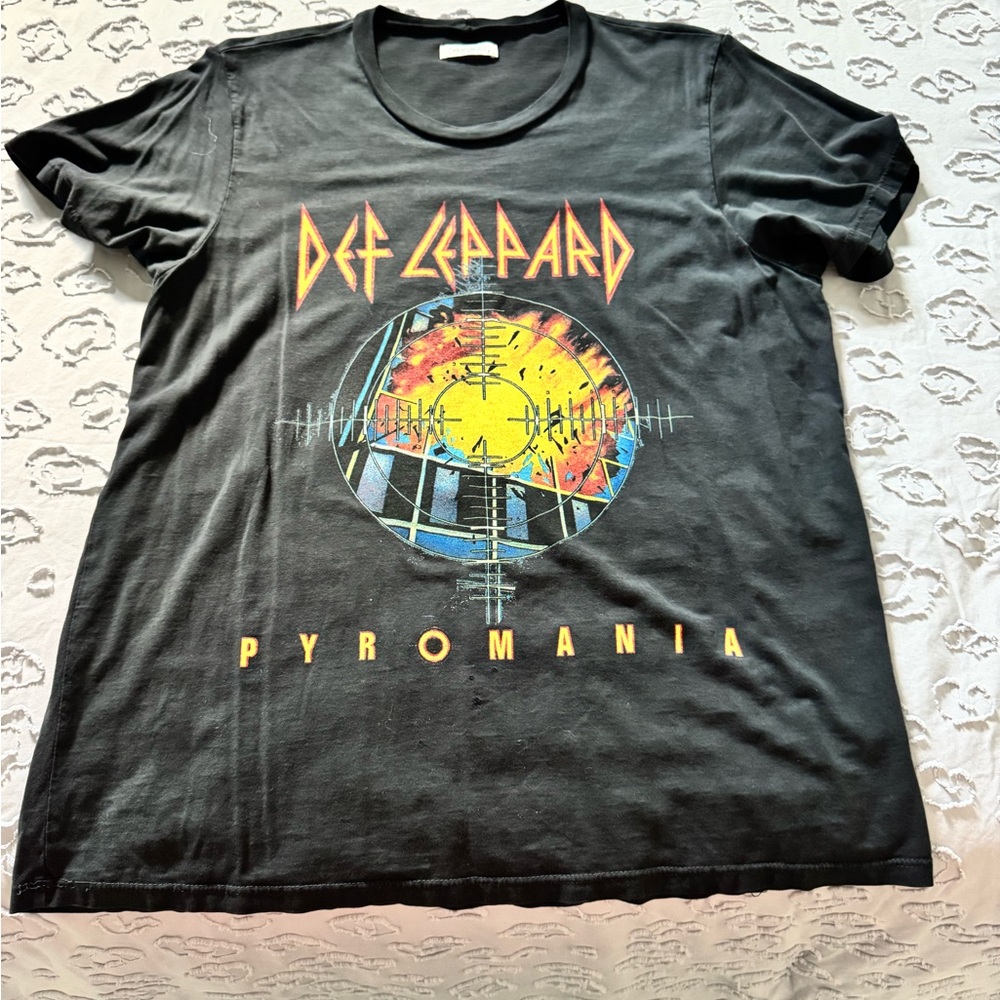 Lauren Moshi Black Graphic Tee Def Leppard